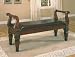 Vintage Wood Bench with Bi-cast Leather Seat