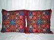 2 Dark Red Kashmir Floral Cotton Embroidered Decorative Accent Pillows Case 16"
