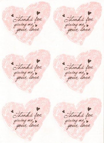 LSW 30 Heart Stickers "Thank You for Giving Me Your Love" [5 sheets of 6 stickers]