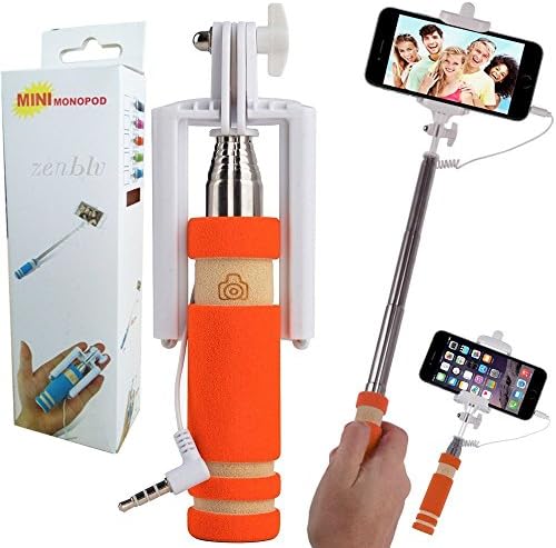 Selfie Sticks, ZENBLU® Mini Handheld Mobile Phone Holder Monopod Tripod Universal Extendable Self-portrait with built-in Remote Shutter for iPhone 5s 6 6 Plus Samsung Android Accessories Orange