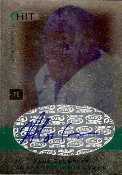 Alge Crumpler Autographed/Hand Signed football card (North Carolina) 2001 SAGE HIT Rookie #A28