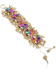 Betsey Johnson "Carnival" Crystal Cluster Toggle Bracelet, 7.5"