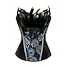 frawirshau Women's Peacock Style Lace Up Boned Corset Burlesque Lingerie Black S