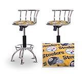 2 24"-29" Pittsburgh Steelers Seat Chrome Adjustable Specialty / Custom Bar ....