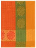 Waffle Weave 100% Cotton Orange Sunflower Dishtowel 18" X 28" Set / 6