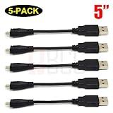 (5-Pack) BuyCheapCables 5" USB Cable 2.0 A Male to Micro B (5 Inch)