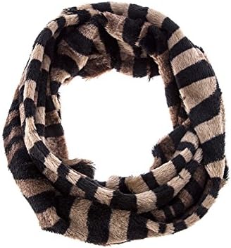 Sundanze Zebra print Furry Infinity scarves for women (Zebra/Brown)