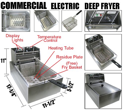 New 2500 Watt Commercial Electric Deep Fryer Restaurant
