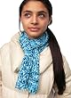 Hand-knitted Scarf - Blue Confetti in Ribbon Festive Yarn
