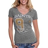 NFL Drew Brees New Orleans Saints #9 Ladies Royal Player II V-Neck T-Shirt - Ash (Small)