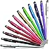 Stylus pen, Teviwin&reg; 12 Pcs 2 in 1 Slim Capacitive Stylus & Ballpoint Pen for Universal Touch Screens Devices, iPhone 6 Plus, iPad, Tablets, Samsung Galaxy, 12 Color Black/blue/red/pink/gold/green