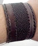 Brown Leather & Genuine Stingray Wristband Wrist Band