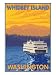Ferry and Mountains, Whidbey Island, Washington Premium Poster Print, 12x16