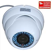 VideoSecu Day Night Built-in 1/3' Sony CCD IR Outdoor Dome Security Camera 540TVL Vandal Proof 3.5-8mm Zoom Focus Lens for CCTV Home Surveillance DVR System with bonus Security Warning Decal VD49HW 1ZA