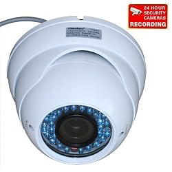 VideoSecu Day Night Vision 540TVL Dome Security Camera 1/3" Sony CCD 36 IR LEDs Vandal Proof 3.5-8mm Zoom Focus Lens for CCTV Home Surveillance DVR System with Free Security Warning Decal VD49HW 1ZA