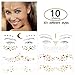 10 sheets (30+ different styles) Face Tattoo Sticker, Shows Gold Glitter, Metallic Shiny Temporary Water Transfer Tattoo for Professional Make up Dancer Costume Parties