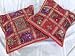 2 INDIAN SARI KUNDAN RED THROW PILLOWS CUSHION COVERS