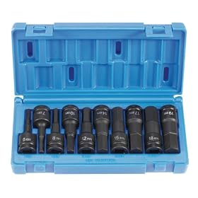 Grey Pneumatic Corp 1498MH 1/2'' Drive Metric Hex Driver Set - 10 Piece