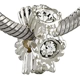 Flower April Birthstone Charm Bead Fits Pandora Bracelet