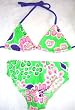Girls 4-6X 2-piece Swimwear Triangle Top Bikini Green/Pink