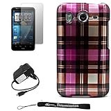 Premium Magenta Plaid Design Cover / 2 Piece Snap On Crystal Protective Har ....