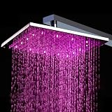 Buy 10 Wall Mount Square Rainfall Showerhead with Build-in LED Light, Chrome by LITB