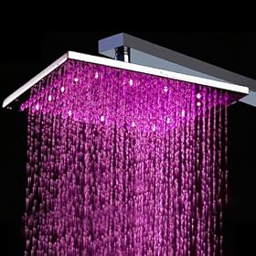 Buy 10  Wall Mount Square Rainfall Showerhead with Build-in LED Light, Chrome by LITB now!