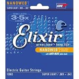 Elixir Strings Electric Guitar Strings, 6-String, Super Light NANOWEB Coating