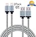 Mribo 2pcs 6FT 8Pin Lightning Cable Nylon Braided Charing Cable Extra Long USB Cord for iphone 6s, 6s plus, 6plus, 6,5s 5c 5,iPad Mini, Air,iPad5,iPod on iOS9.(gray+silver).