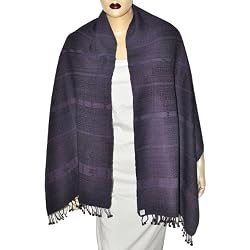 Scarf Stole in Wool Embroidered Womens Accessory India 24 x 70 inches