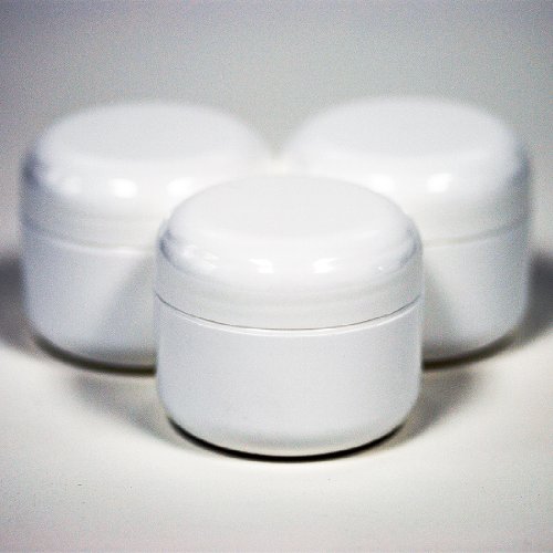 1 Oz White Double Wall Plastic Jar with Dome Lid (12 Per Bag) with Free Daybeauty Skincare Sample