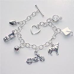 Twilight Inspired Sterling Silver Bracelet with Seven Charms