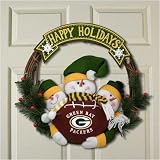 Green Bay Packers Three Snowmen Happy Holidays Wreath