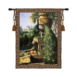 Peacock Tapestry Wallhanging Comes With Wall Hanging Rod and Tassels