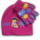 Nick Jr. Dora the Explorer Girl's Knit Beanie Hat and Glove Set (4-14)