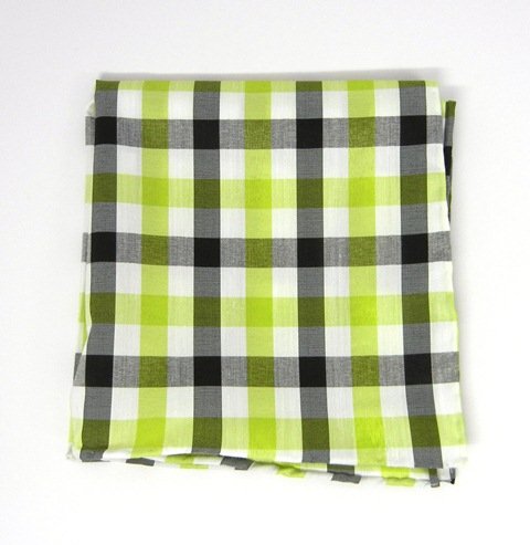 100% Cotton Lime and Black Color Table Plaid Pocket Square