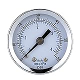 【ノーブランド 品】耐久性　0-60psi 0-4bar　ミニ　ダイヤル　エア　コンプレッサ　メータ　油圧計　圧力計