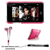 2-Tone Stand Alone apple ipod Cover Case Protector for Apple iPod Touch 8GB 16GB 32GB 64GB 3rd Generation iTouch MP3 Player + Includes a 4-inch ebigvalue TM Determination Hand Strap and a set of Fashion Earbud Headset Headphones 3.5mm Jack In-Ear Stereo