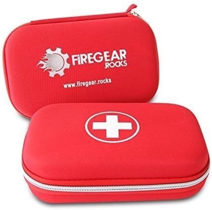 BEST First Aid Kit Emergency Essentials - Red Hard Case with White Cross