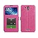 podofo S8 Ultra-thin Luxury Pu Flip LeatherStand Protective Case Cover with Smart Windows for Lenovo S898t (Rose)