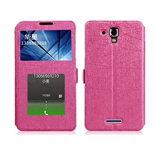 podofo S8 Ultra-thin Luxury Pu Flip LeatherStand Protective Case Cover with Smart Windows for Lenovo S898t (Rose)