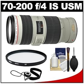 Canon EF 70-200mm f/4L IS USM Zoom Lens + UV Filter + Accessory Kit for EOS 60D, 7D, 5D Mark II III, Rebel T3, T3i, T4i Digital SLR Cameras