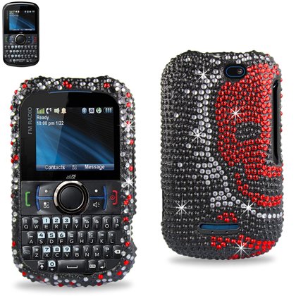 Hard Bling Diamond Crystal Skull Design Case Cover For Motorola Clutch I475 (Black & Red) Hard Bling Diamond Crystal Skull Design Case Cover For Motorola Clutch I475 (Black & Red)