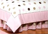 Pink and Brown Modern Polka Dots Queen Kids Childrens Bed Skirt by JoJo Designs