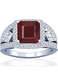 Platinum Emerald Cut Ruby Ring With Sidestones