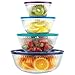 Pyrex 8-piece 100 Years Glass Mixing Bowl Set (Limited Edition) - Assorted Colors Lids