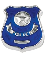 925 Sterling Silver Blue Enamel Police Badge Bead, For Chamilia, Pandora, Biagi, Personality, Reflections And More Charm Bracelets
