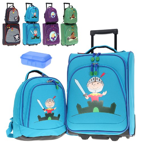 3er SET: TRAVELITE Kindertrolley + Kinderrucksack + Brotdose / RITTER BLAU