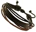 Neptune Giftware Black Leather Double Strap Surf Wristband Bracelet With Black & Brown Coloured Cord - 28