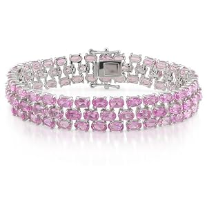 37ct Created Pink Sapphire Bracelet. Measuring 7. by